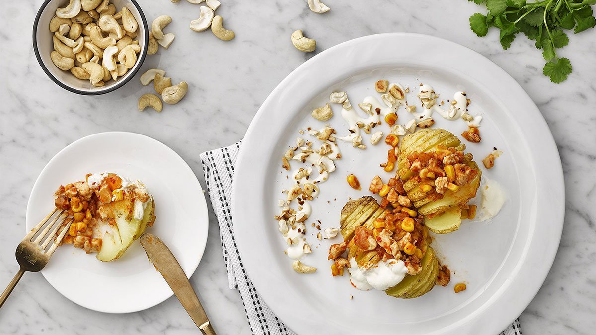 Ziemniaki Hasselback z Kurczakiem Kung Pao